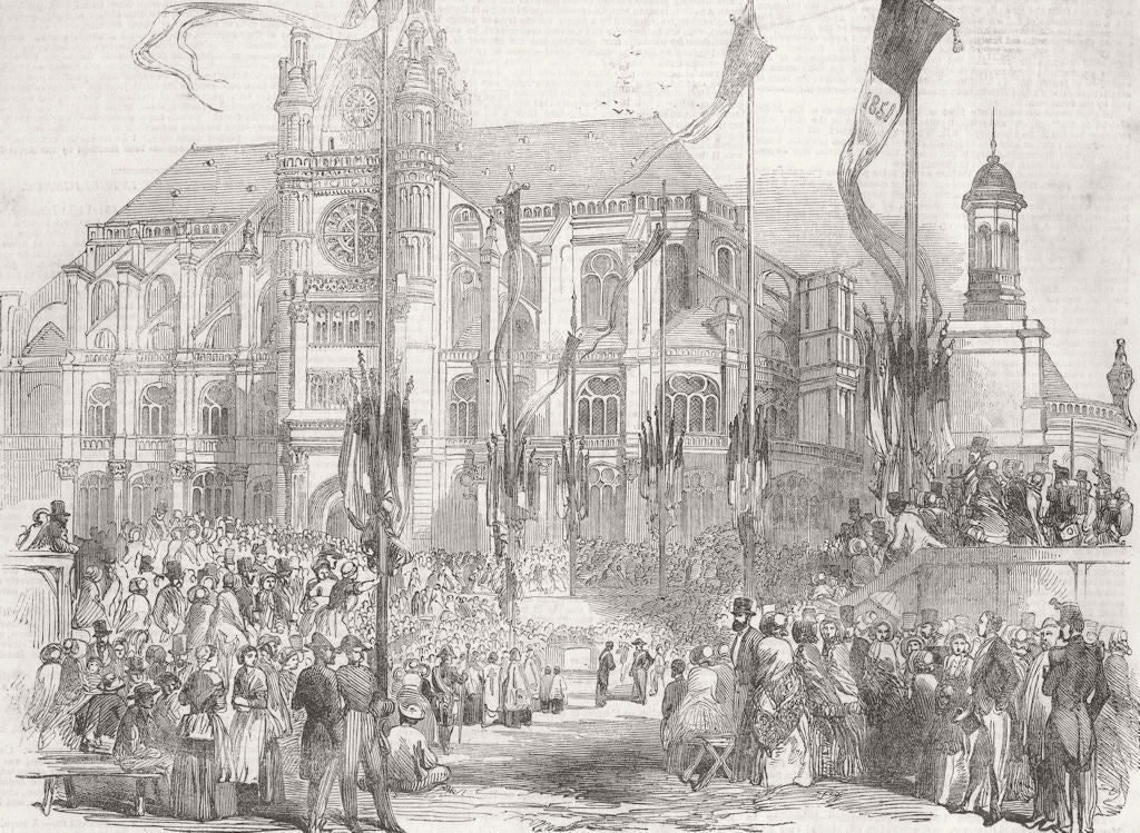 FRANCE. President keystone of central markets, Paris 1851 old antique print